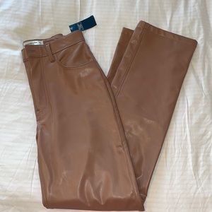 NWT Abercrombie leather straight leg pants